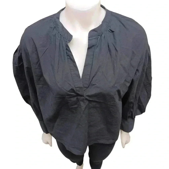 Banana Republic Black  Peasant Puffed Sleeves Top Size Medium - Picture 2 of 7